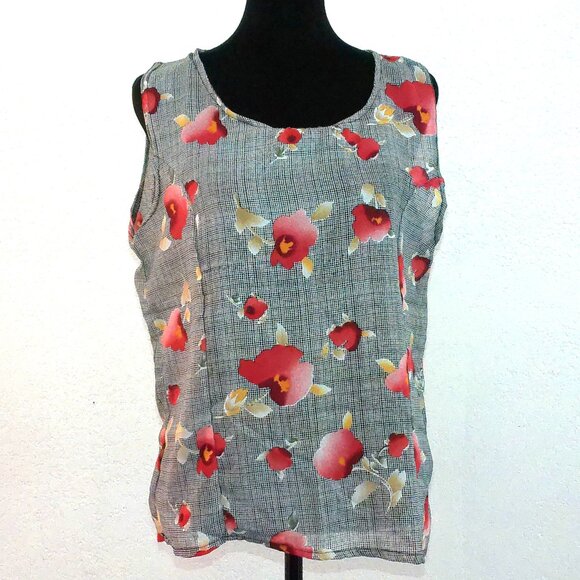 Beverly fine collection, black/red floral tank top, - Picture 2 of 6